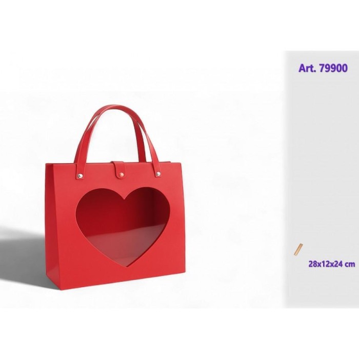 BORSA SCATOLA CARTA VETRINA ROSSA 28X12X24